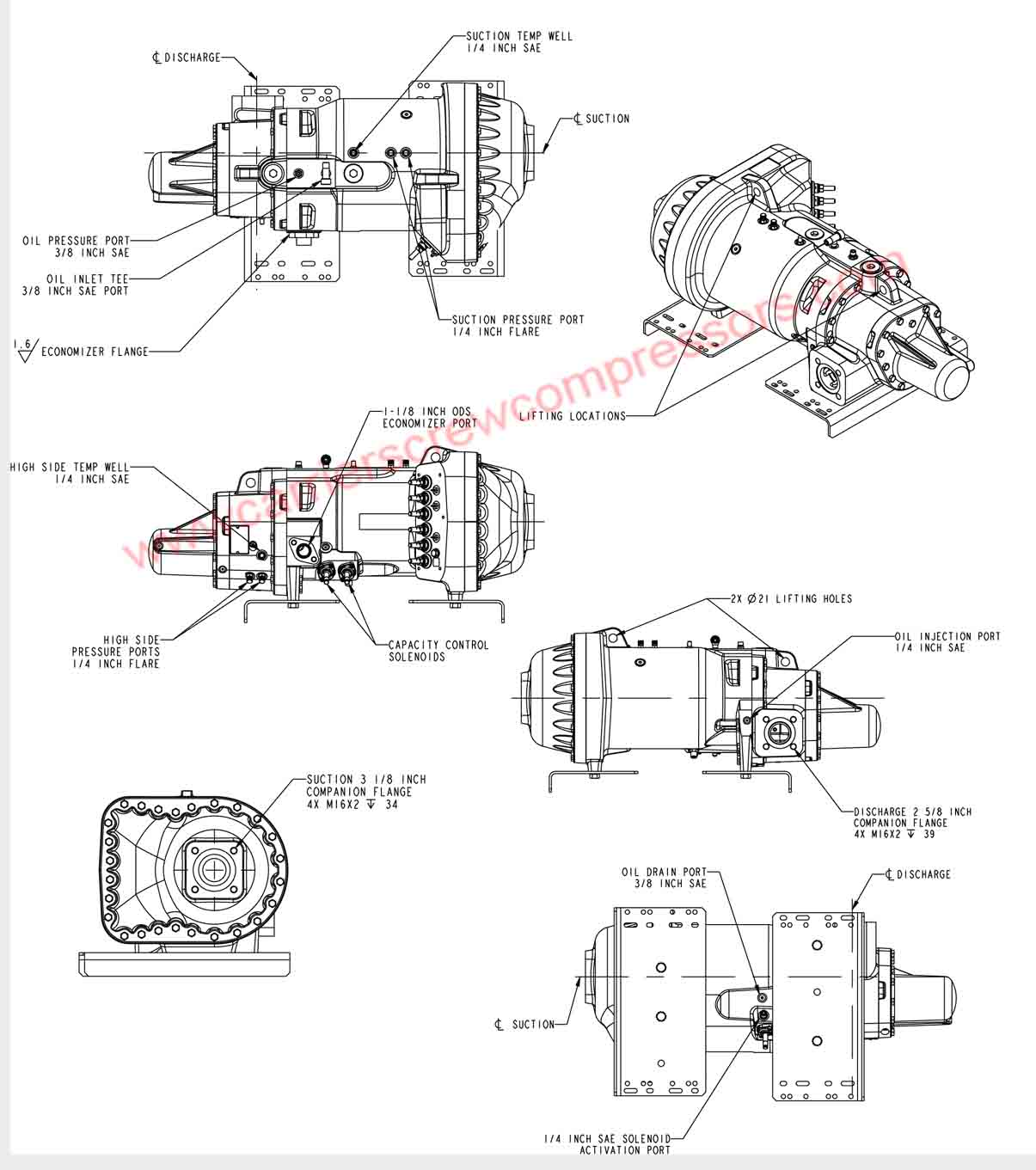 carrier 06TS Compressor Physical Data and Connections