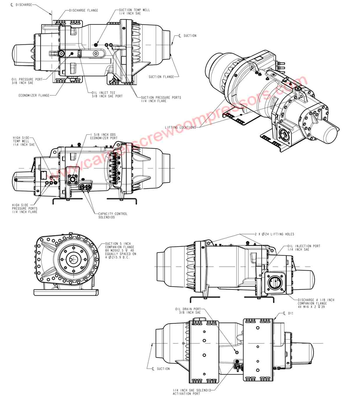 carrier 06TU Compressor Physical Data and Connections